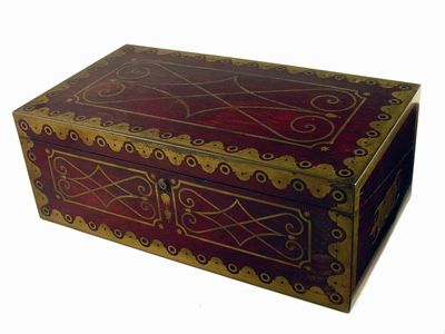 Appraisal: A George IV rosewood and brass inlaid writing slope with