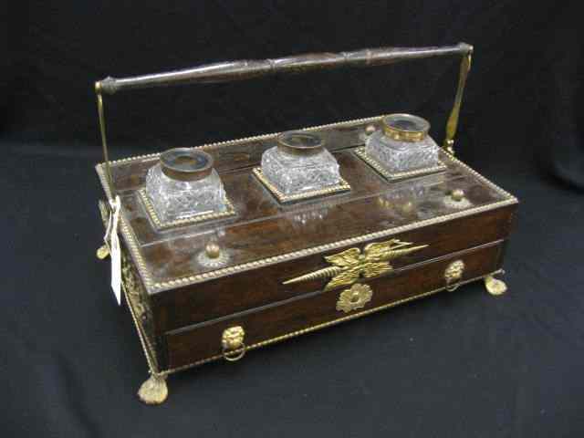 Appraisal: English th Century Inkstand triple well with double compartments and