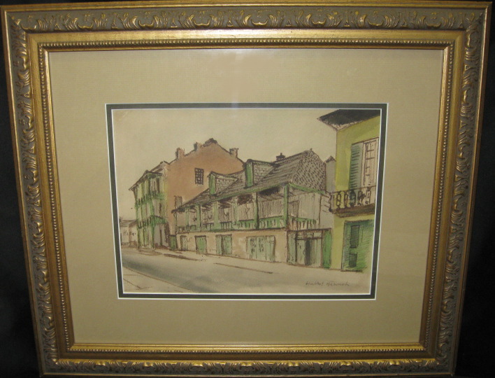 Appraisal: Herbert Hanush American New Orleans th Century French Quarter Street