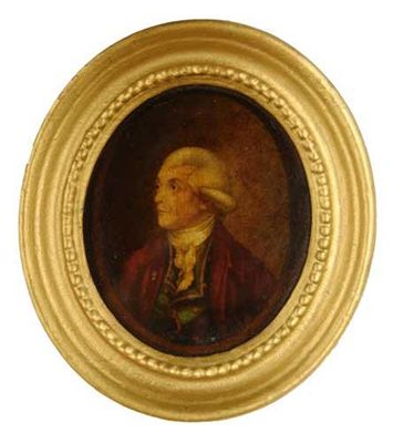 Appraisal: An oval reverse glass print a portrait of Josiah Wedgwood