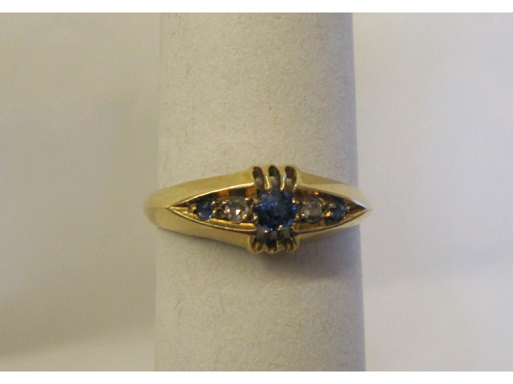 Appraisal: Edwardian ct gold sapphire and diamond five stone ring