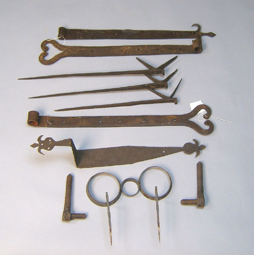 Appraisal: Group of wrought iron hinges and hardware