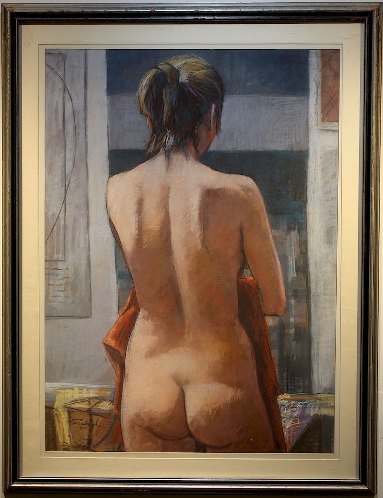 Appraisal: Signed Large Pastel Painting of a Large Nude Signed Large