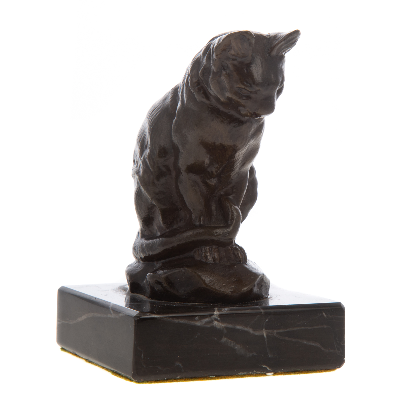 Appraisal: ANTOINE LOUIS BARYE SEATED CAT CAST BRONZE French - Bronze