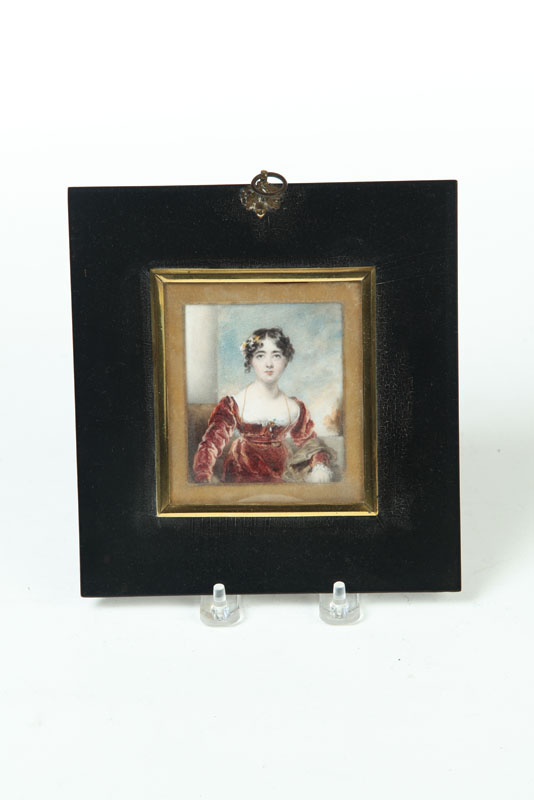 Appraisal: MINIATURE ON IVORY England st quarter- th century Woman in