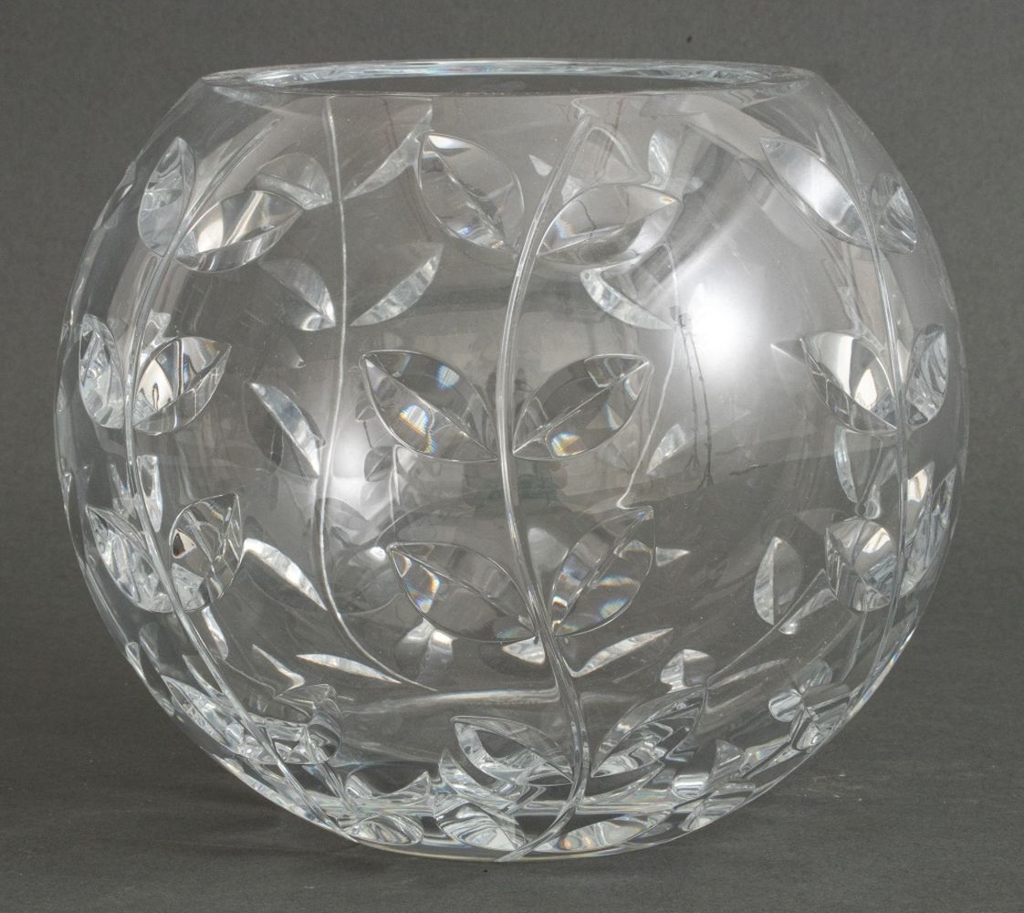 Appraisal: TIFFANY CO MODERN CUT GLASS BALL VASE Tiffany Co Cut