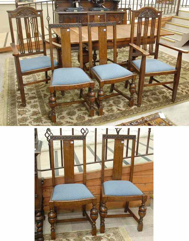 Appraisal: AN ASSEMBLED SET OF SIX CARVED OAK DINING CHAIRS English