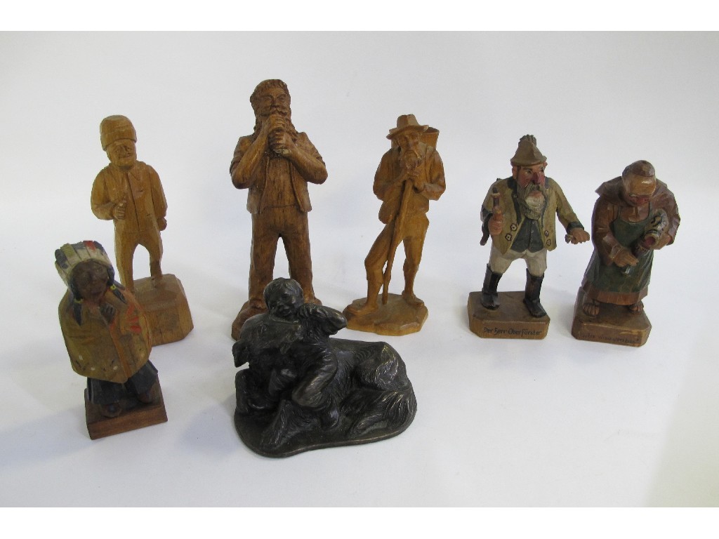 Appraisal: Box of carved wood figures