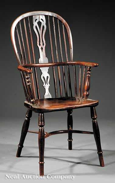 Appraisal: An English Yewwood Windsor Armchair early th c hoop back