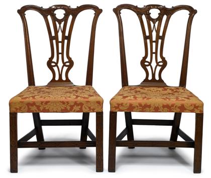 Appraisal: Pair of Chippendale carved mahogany side chairs mid atlantic late