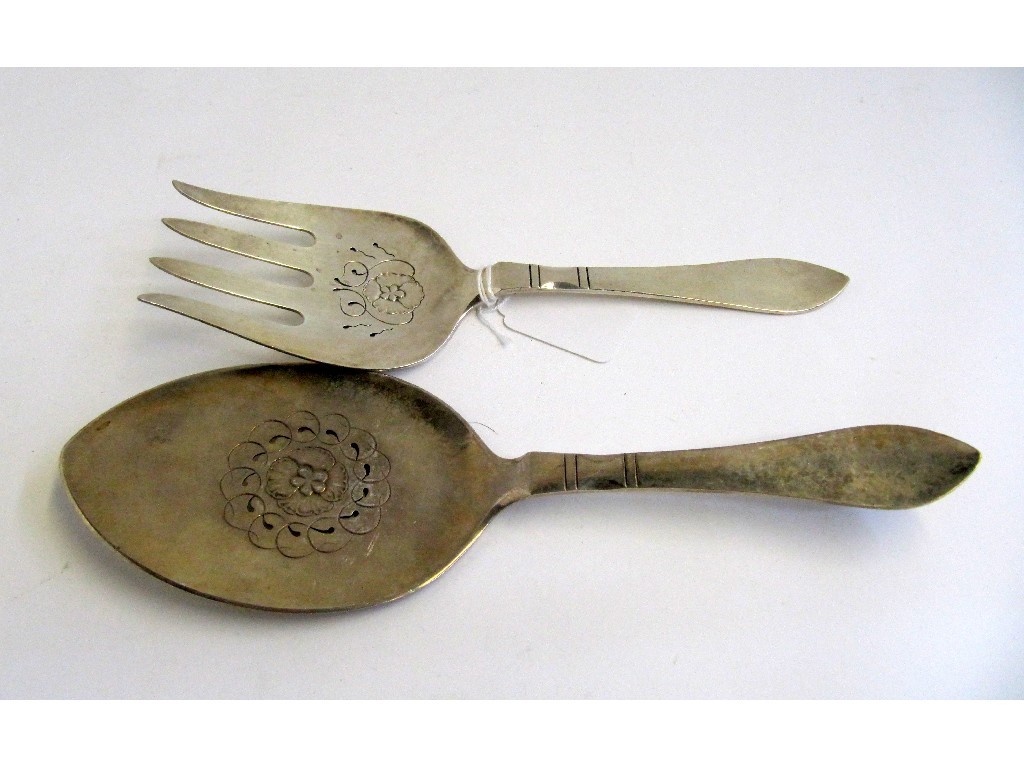 Appraisal: A pair of Danish silver cake servers by Georg Jensen