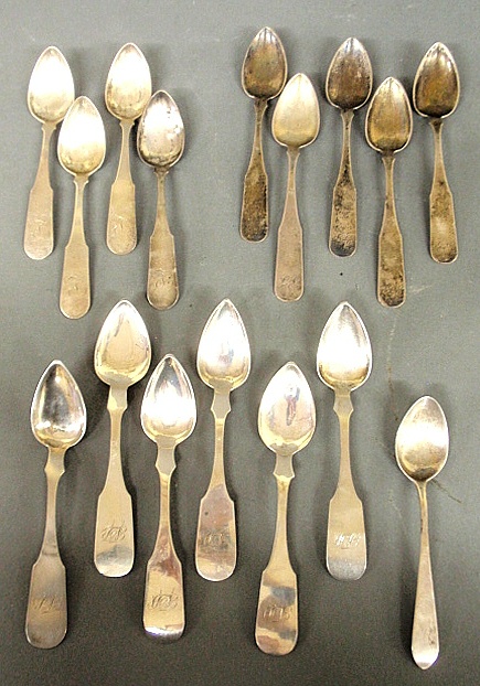 Appraisal: - Group of coin silver teaspoons- by T J Brown