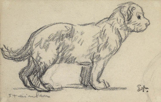 Appraisal: TH OPHILE STEINLEN tude d'un Chiot Chalk on cream laid