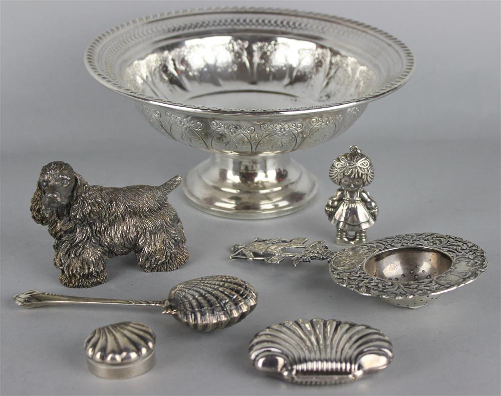 Appraisal: GROUP OF SILVER ITEMS TO INCLUDE PIERCED BOWL DUTCH TEA