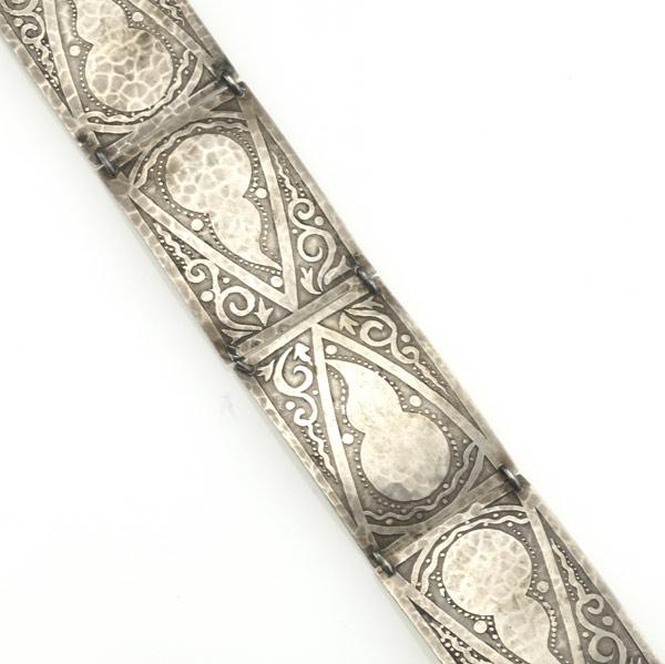 Appraisal: ARTS CRAFTS SILVER BELT By Szubski mid th C Etched