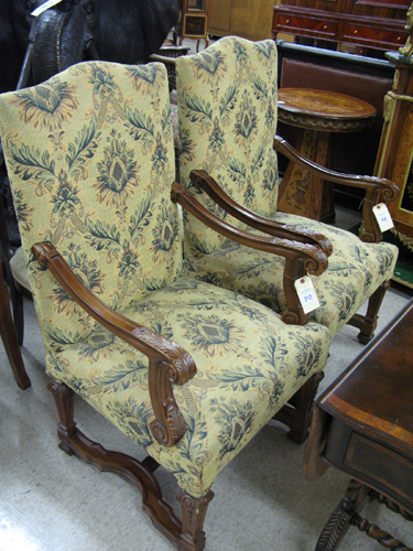 Appraisal: A PAIR OF LOUIS XIV STYLE ARMCHAIRS with matching floral