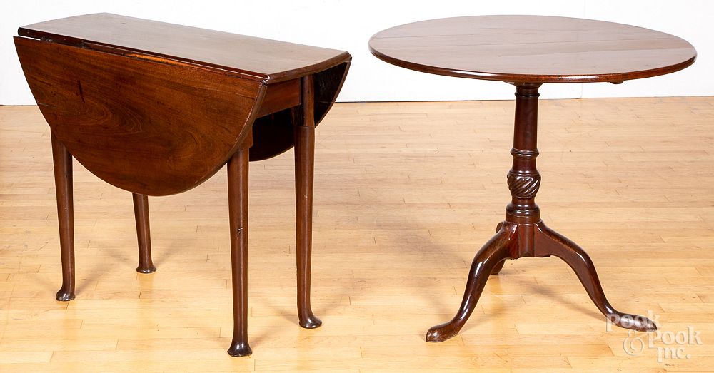 Appraisal: George II mahogany tea table and drop-leaf table George II