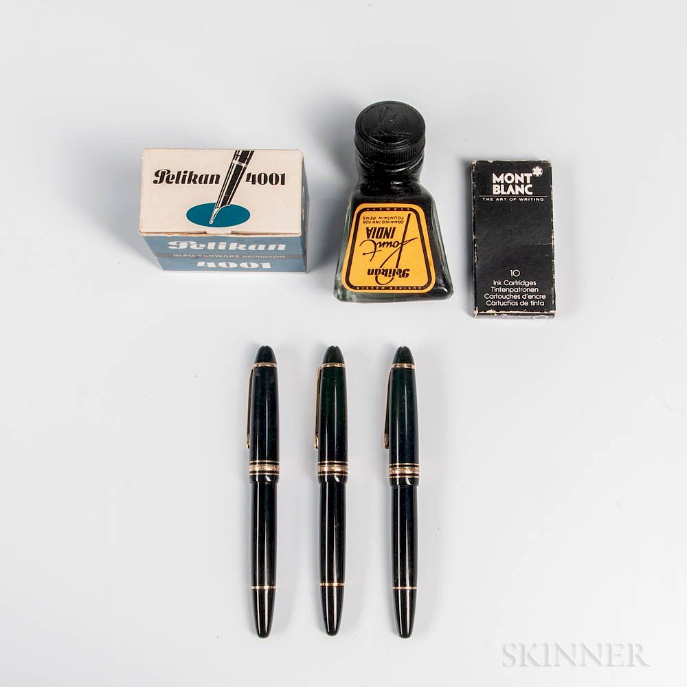 Appraisal: Three Montblanc Meisterstuck Fountain Pens and Accessories Three Montblanc Meisterstuck