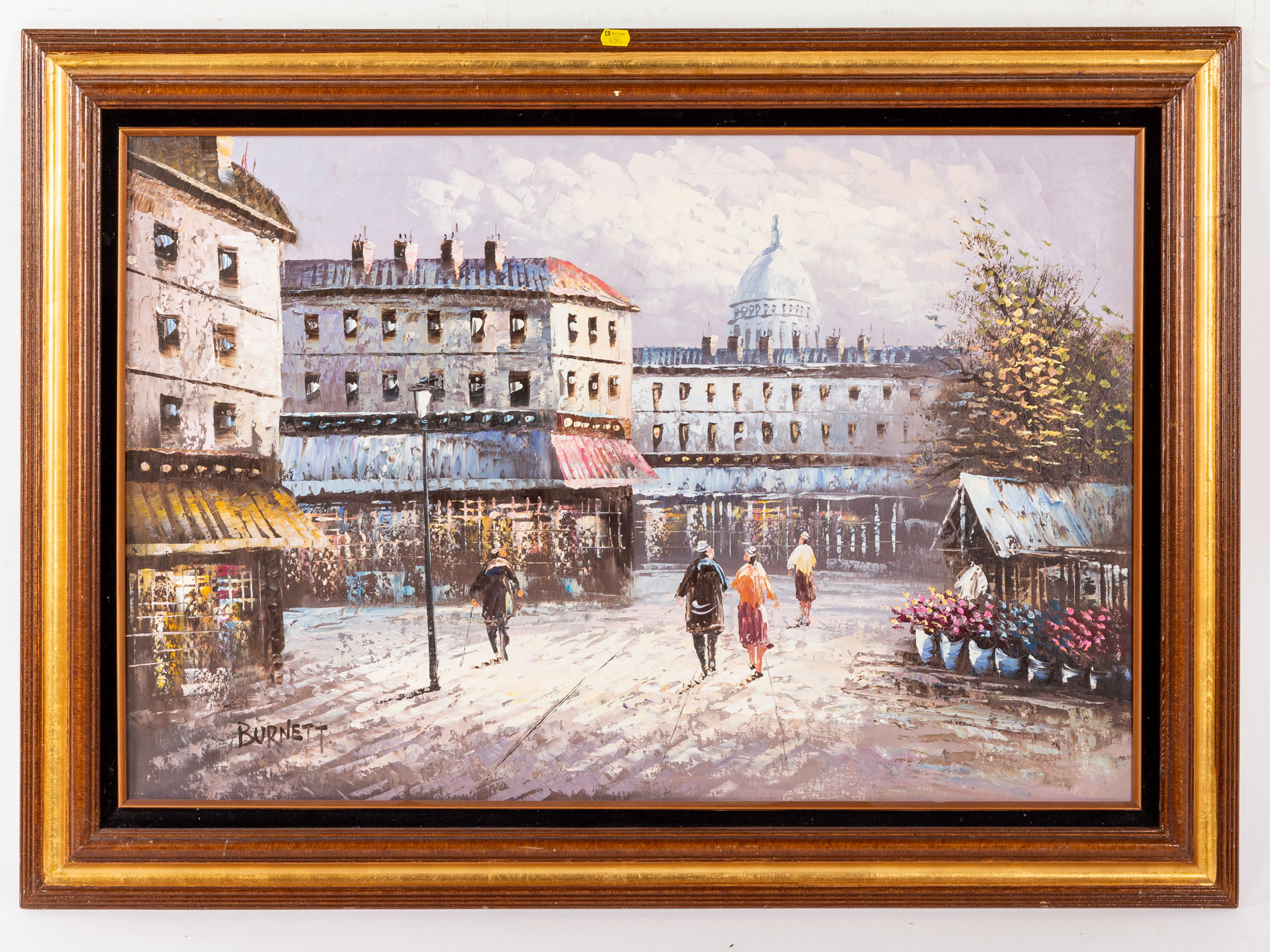 Appraisal: BURNETT PARIS SQUARE OIL Oil on canvas signed ll x