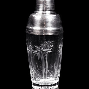 Appraisal: A William Yeoward Silver-Plate and Cut Glass Cocktail Shaker Height