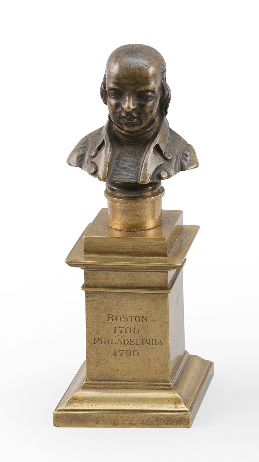 Appraisal: BRONZE BUST OF BENJAMIN FRANKLIN LATE TH CENTURY TOTAL HEIGHT