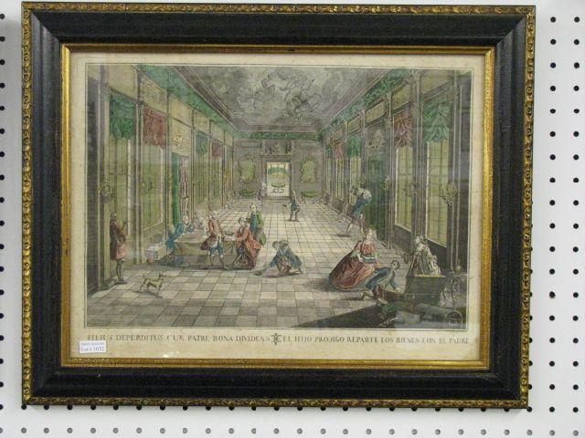 Appraisal: th Century Handcolored Engraving European interior