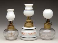 Appraisal: THREE MINI LAMPS S - Little Harry s Night Lamp