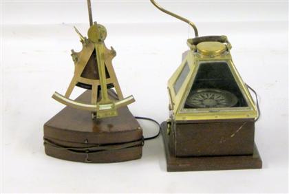 Appraisal: Three copper and brass marine items converted to lampsTallest H