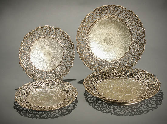 Appraisal: Two Pairs of Howard Sterling Co Rococo Style Sterling Footed