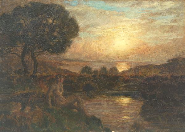 Appraisal: MARIE AUGUSTE EMILE-RENE MENARD FRENCH - x Sunset landscape with