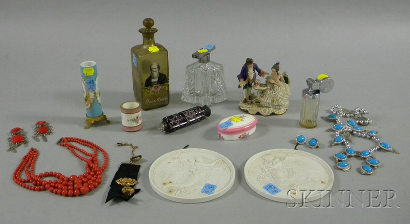 Appraisal: Lot of Glass Perfumes Jewelry Porcelain Dresser and Other Items