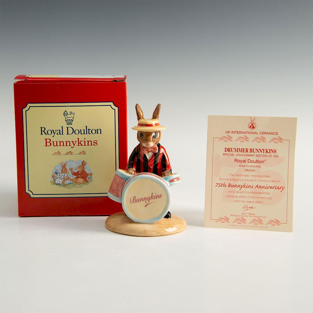 Appraisal: ROYAL DOULTON BUNNYKINS FIGURINE DRUMMER DB Final addition to the