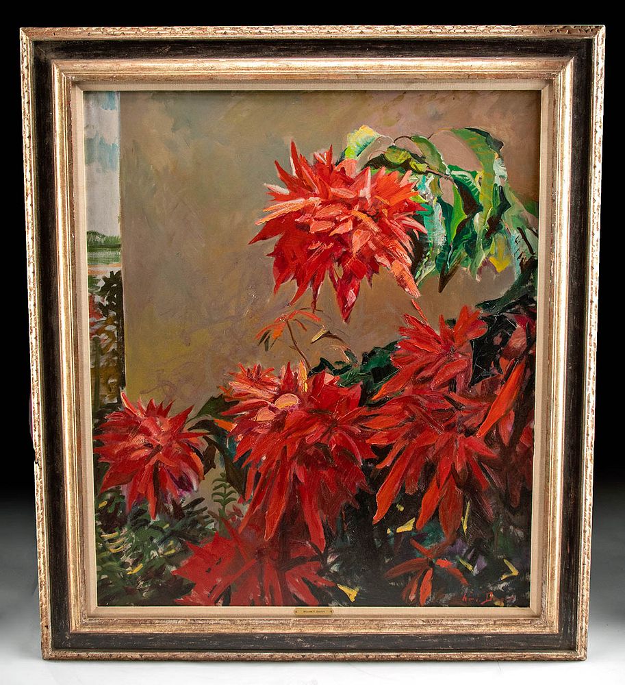 Appraisal: Framed William Draper Painting - Poinsettia William Franklin Draper American