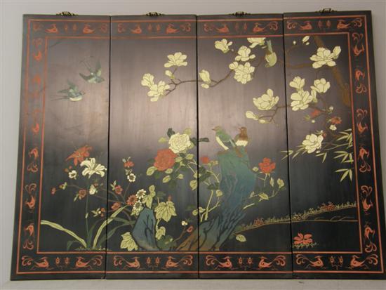 Appraisal: th Century Chinese four panel screen each panel x