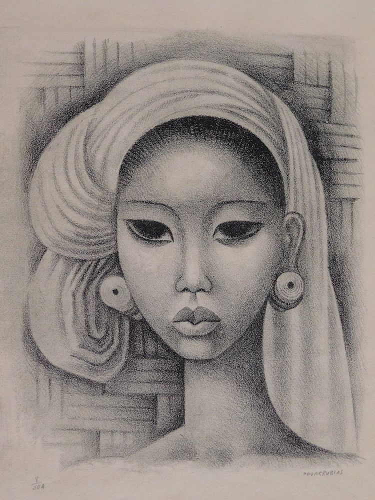 Appraisal: Miguel Covarrubias lithograph Miguel Covarrubias Mexican - - ''Head of