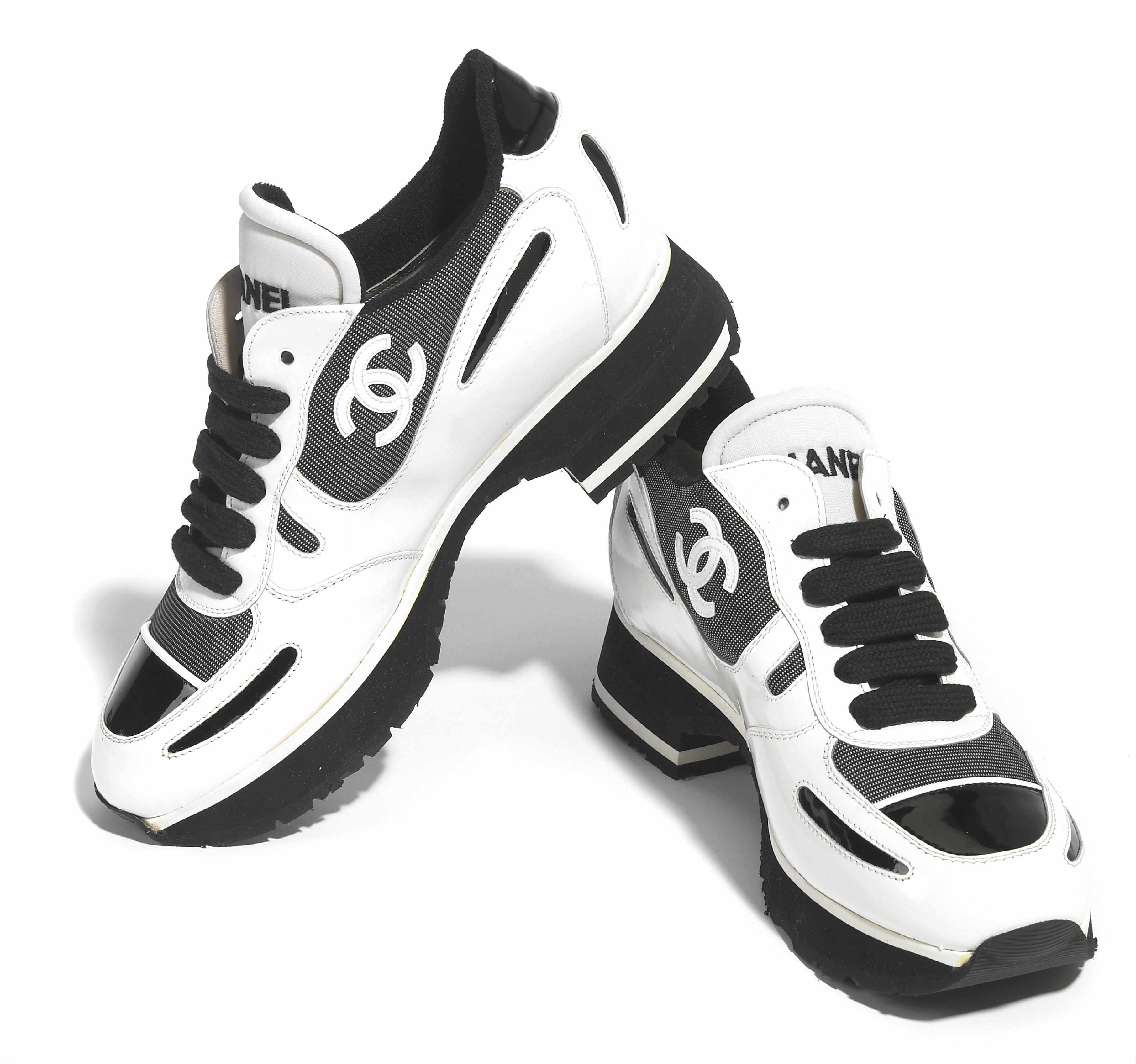 Appraisal: A pair of Chanel black and white patent leather sneakers