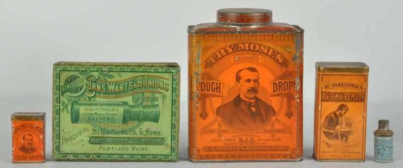 Appraisal: Lot of Assorted Medicine Tins Description includes Moses Cough Drops