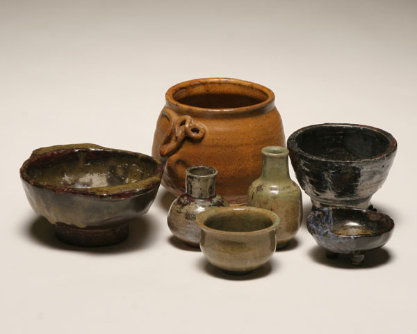 Appraisal: Seven Robert Lohman studio pottery vessels with various glazes used