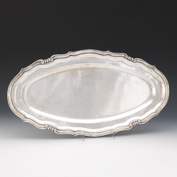 Appraisal: MEXICAN STERLING SILVER TRAY x Sterling silver oval tray with