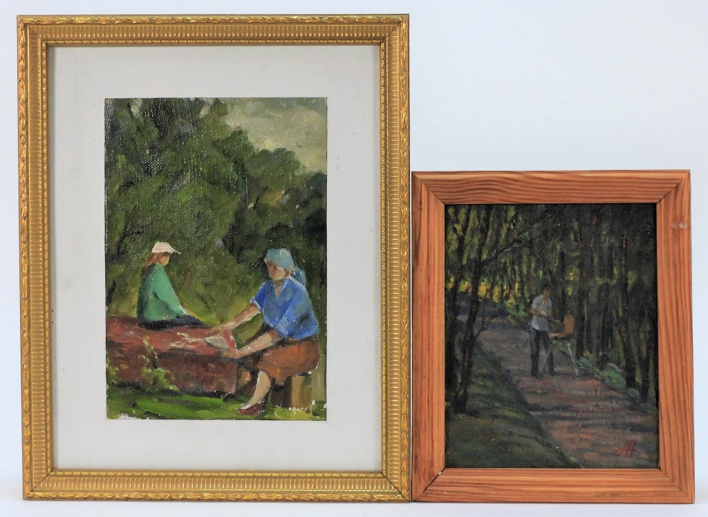 Appraisal: PC NIKOLAY TIKHONOVICH ANISIMOV FIGURE PAINTINGS Ukraine b Includes a