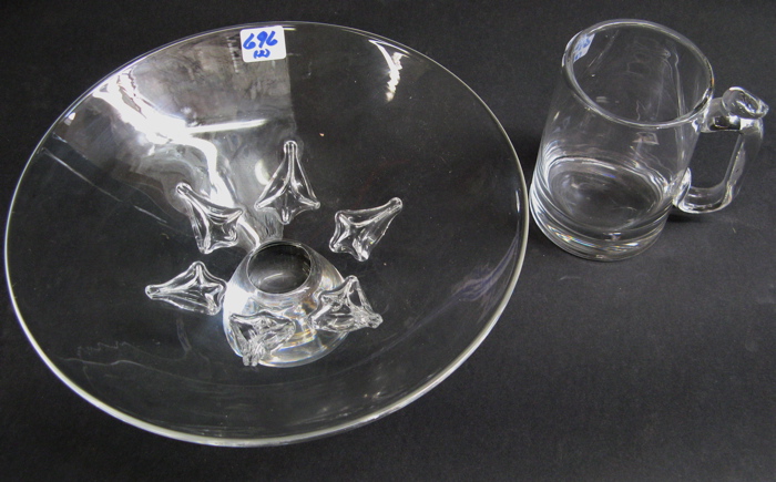 Appraisal: TWO STEUBEN CRYSTAL PIECES a in diameter center bowl on