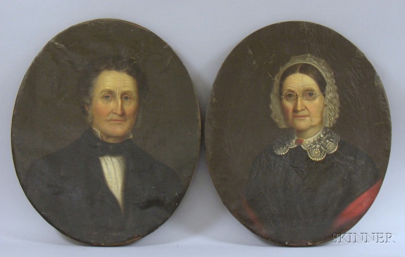 Appraisal: American School th Century Pair of Portraits of the Artist