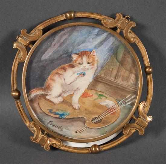 Appraisal: American School early th century Kitten and Artist's Palette round