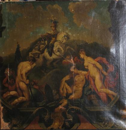 Appraisal: CONTINENTAL SCHOOL th century MYTHOLOGICAL SCENE Oil on canvas x