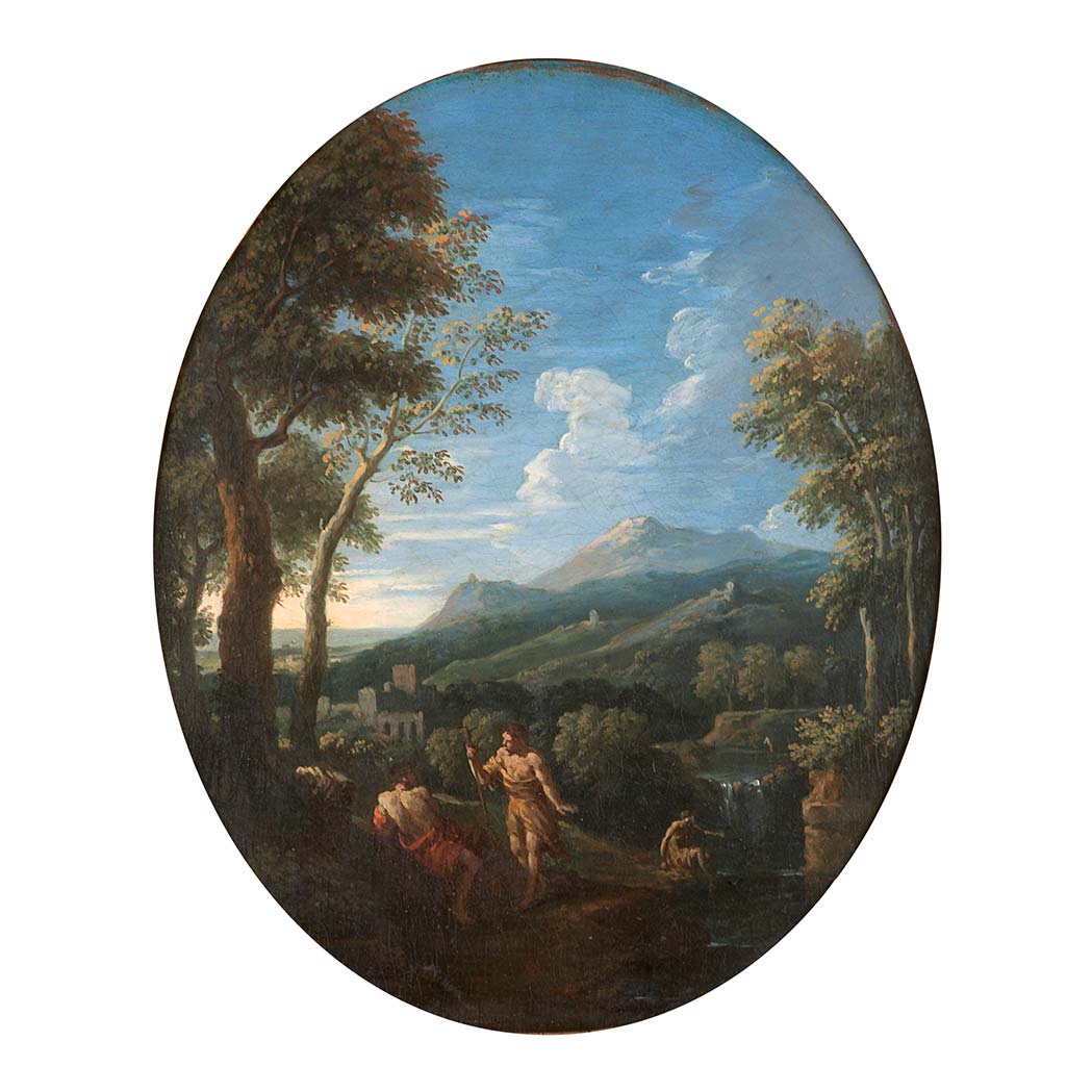 Appraisal: Follower of Gaspard Dughet Antique Figures in a Classical Landscape