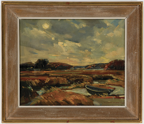 Appraisal: WILLIAM LESTER STEVENS American - Rockport Marsh with Boat oil