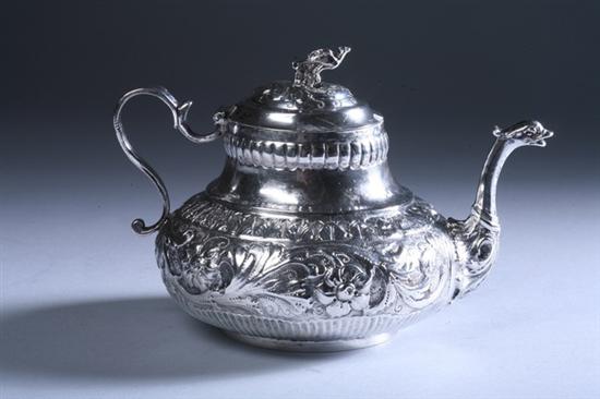 Appraisal: CONTINENTAL SILVER REPOUSS TEAPOT possibly Dutch late th century marks