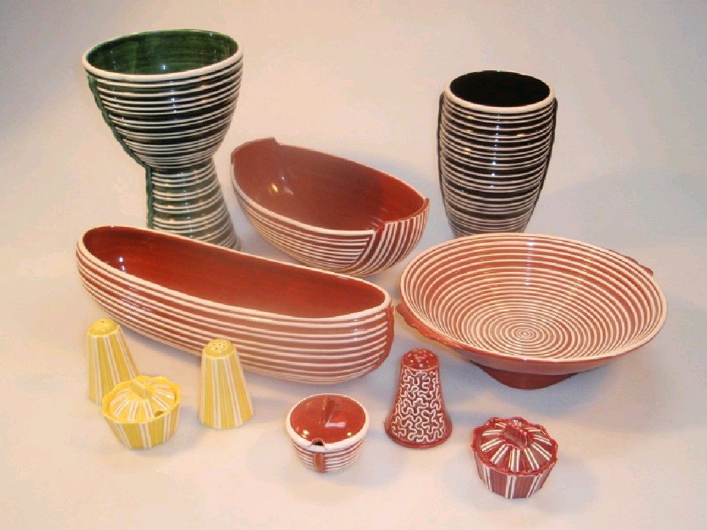 Appraisal: Ten pieces of Sylvac Laronde ware variously glazed in claret