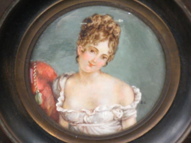 Appraisal: Miniature Painting on Ivory of Young Lady diameter image signed