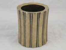 Appraisal: A Chinese ribbed paktong cased bronze brush holder cm dia